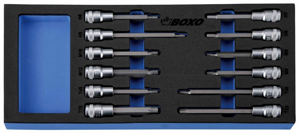 Kuusiokolo-/Torx-/XZN-hylsysarja 1/2", Boxo