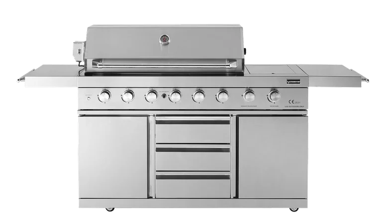 Stainless Collection - Vapaasti seisova kaasugrilli, jossa 6 poltinta ja infrapuna PowerSear Zone