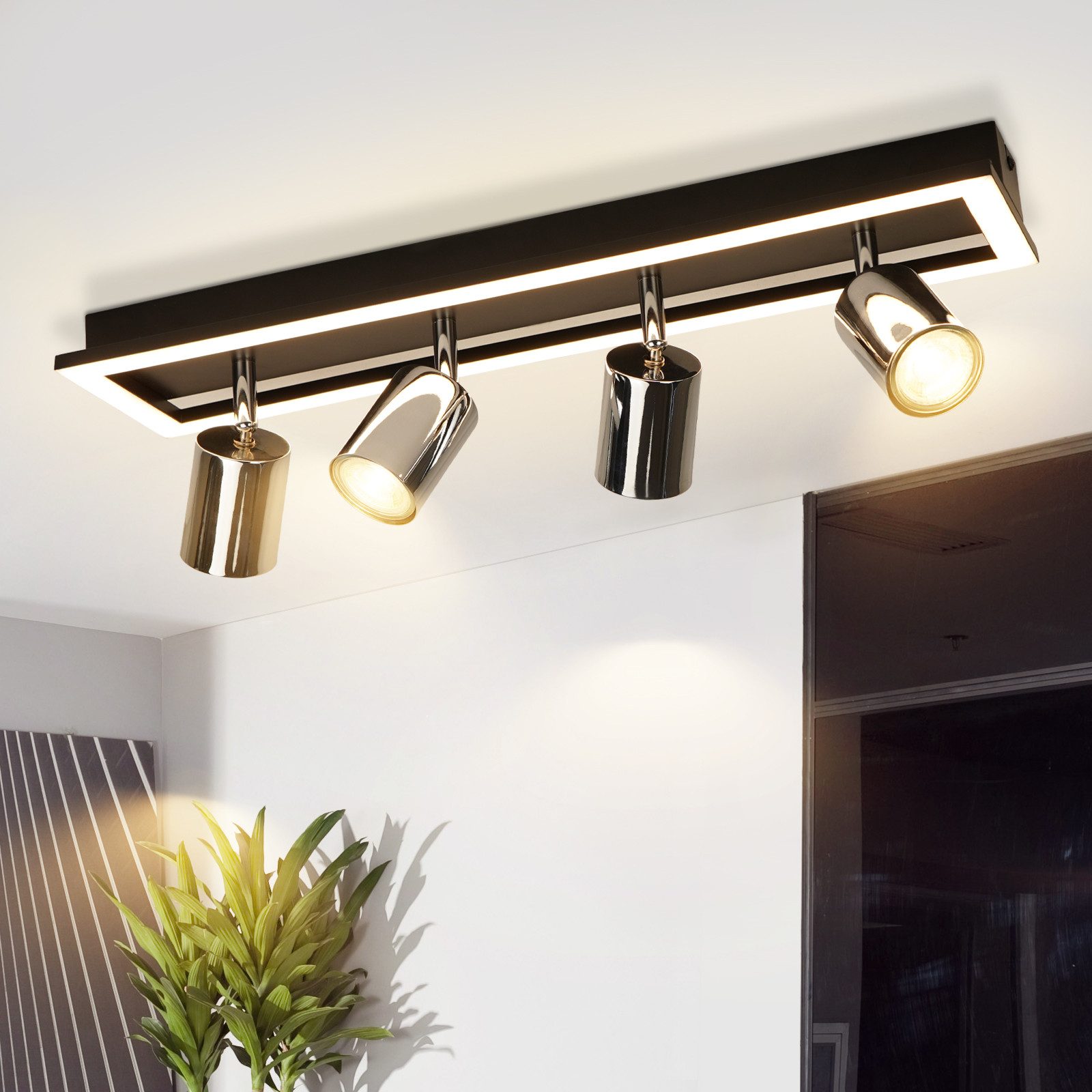 NETTLIFE 4- liekkinen LED - kattovalaisin, hopeinen valonheitin 18 W