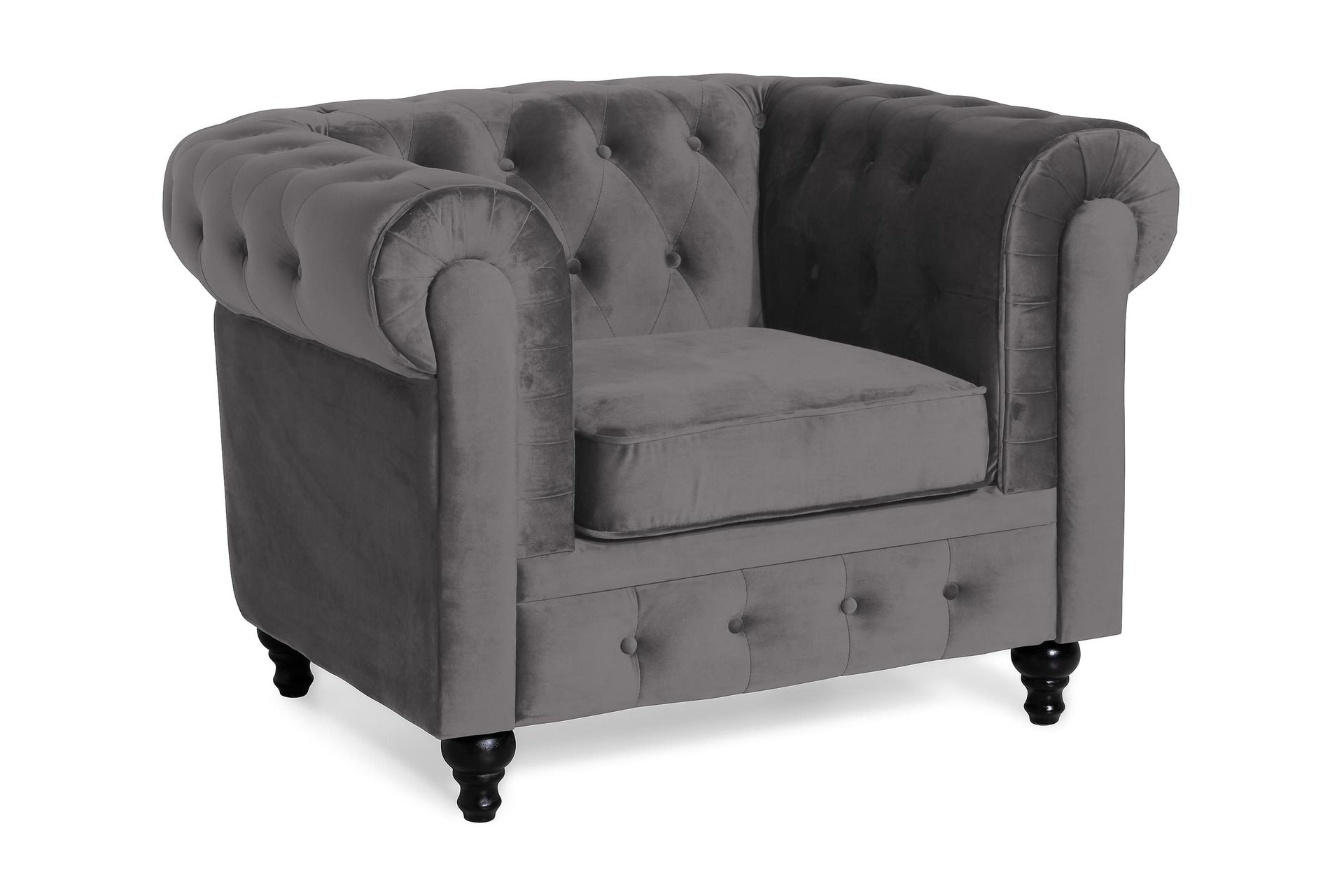 Chesterfield Lyx samettinojatuoli – Tummanharmaa