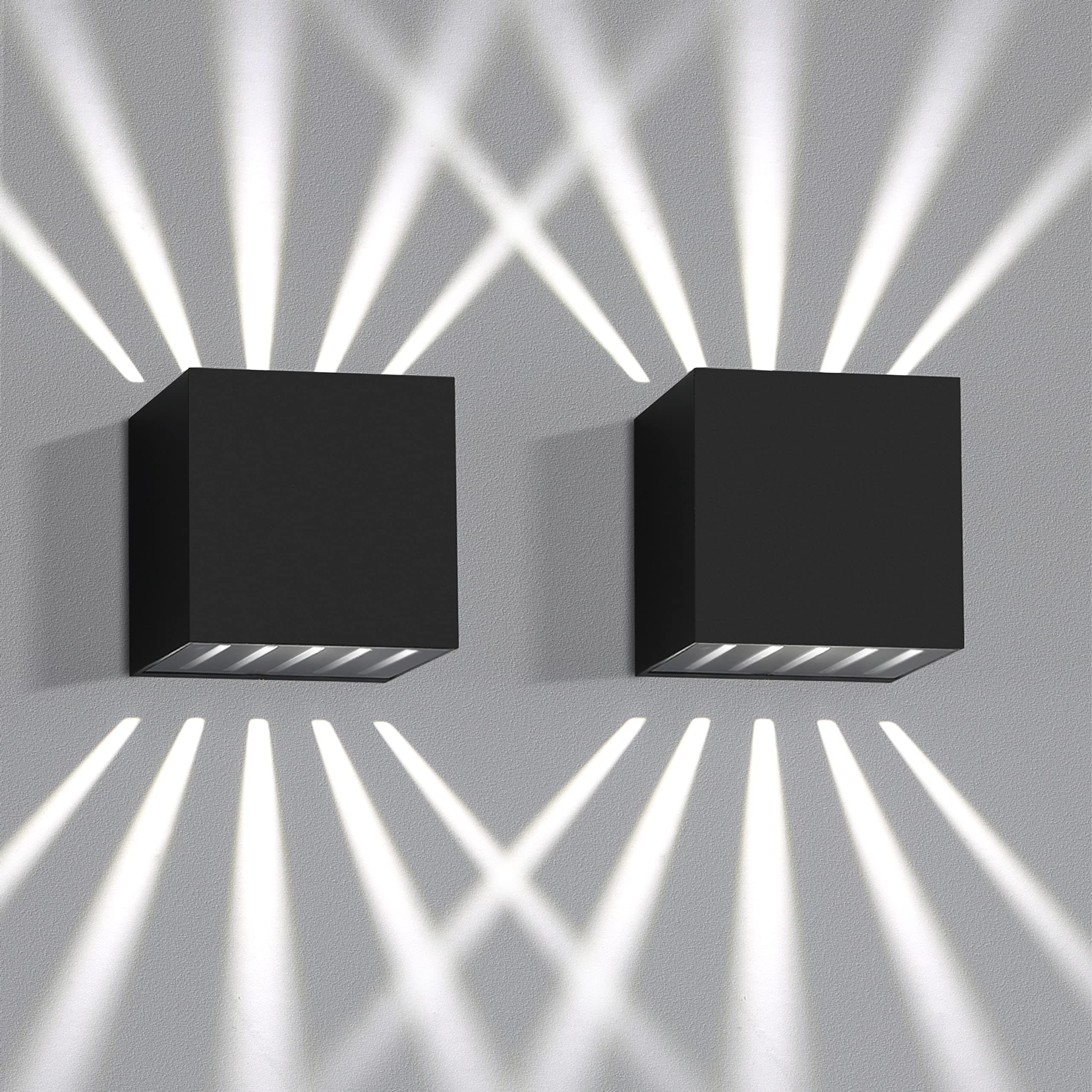 NETTLIFE 2 kpl LED-seinävalaisin sisä- ja ulkokäyttöön, musta